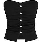 CIDER Faux Pearl Tube Tops for Women Crop Knit Split Hem Ruched Going Out Tops Cute Summer Outfits Y2K