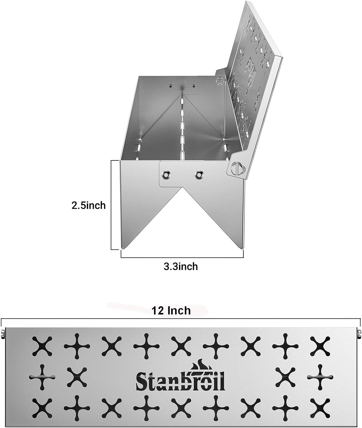 Stanbroil Double V-shape Smoker Box for Charcoal & Gas Grill, Unique W-Shape Design on Bottom, Provides Great Smoky Flavor, Stainless Steel: Kitchen & Dining