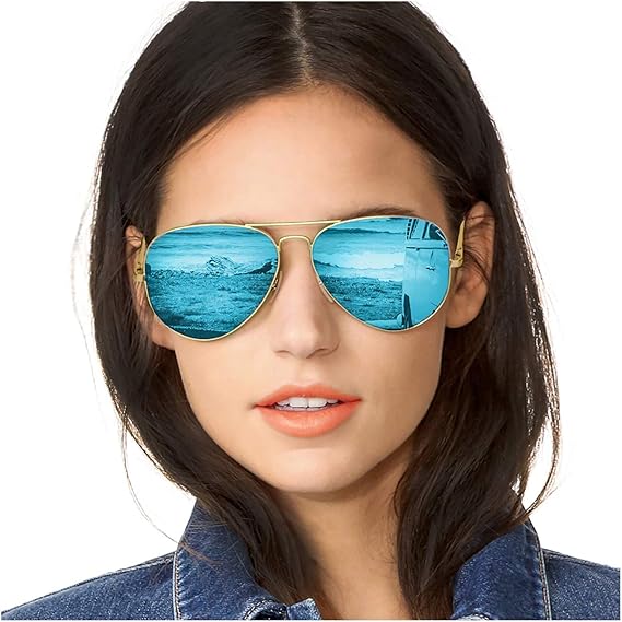 SODQW Gafas de Sol Polarizadas Mujer Espejo Marca Clásico Metal Marco