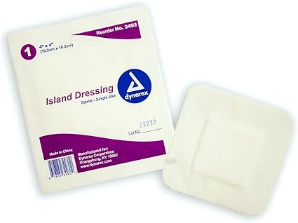 Amazon Com Dynarex Island Dressing Bordered Wound Surgical Incision Non Stick Dressings Sterile Individually Wrapped Medium 4 X4 25 Count Health Personal Care