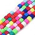 KitBeads 900pcs Colorful Cube Beads Polymer Clay Dice Shape Square Beads Handmade Mini Cube Beads Strands for Jewelry Making Bracelets Bulk (4mm)