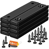 DIYMAG Magnets Strips,8 Packs 80 LBS Countersunk Hole Magnet with Screws | Black Heavy Duty Magnetic Plate with Rare Earth Neodymium for Cabinet Bar Flat Wall Door in Classroom Bedroom and Office