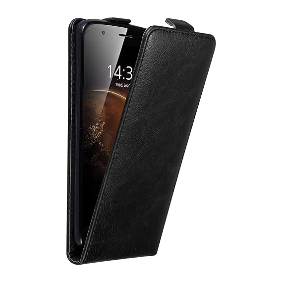 Cadorabo Hülle für Huawei G7 Plus / G8 / GX8 in Nacht SCHWARZ - Handyhülle im Flip Design mit Magnetverschluss - Case Cover S