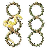 2 Pack Snake Climbing Rings for Ball Python &amp; Corn Snake,Reptile Enrichment Toys for Snake,Ball Python Tank Decor,Reptile Tank Accessories for Bearded Dragon,Chameleon, Iguana, Gecko, Lizard (Green)