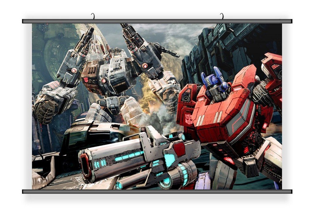 Transformers Optimus Prime VS Metroplex Hanging Wall Scoll Fabric Decorative Horizontal Poster (21.6" x 13.8")