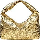 PHILOMENA Woven Hobo Bag for Women Knot Strap Handbags Leather Dumpling Clutch Purses with Zipper