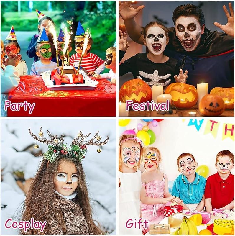 Pintura de Cara, 28 Colores Seguridad No Tóxica Pintura Facial, Crayones de Maquillaje Ideal para Halloween Navidad Cosplay Fiesta y Party