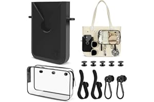 Sznauy 6PCS Compatible with Original Medium and Large Bogg Bag,Phone Holder for Inside and Outside of Bogg Bag Accessories,PVC Insert Bags,Hooks,and Keychain(Black)