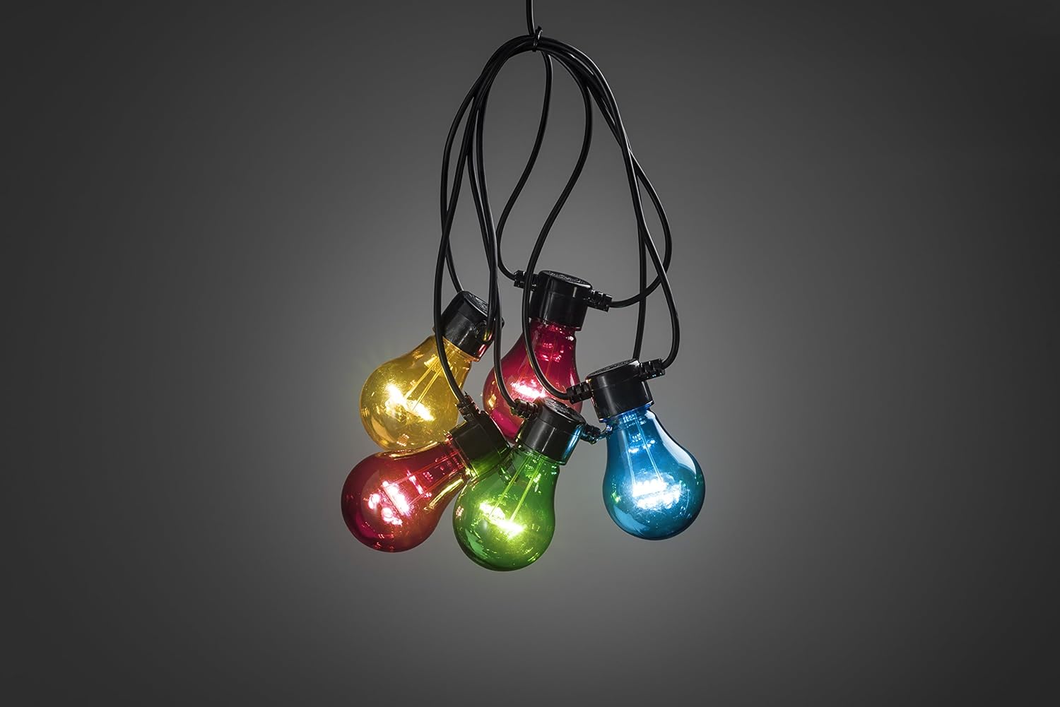 Konstsmide LED Garden Lights/Outdoor (IP44)/5 Multi Bulbs/40 Diodes/6h Timer/Black Cable/Battery Operated: 4xAA 1.5V (excl.) - Image 4