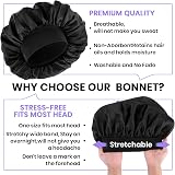 WLLHYF Silk Bonnet Men Women Satin Sleep Cap Elastic Band Black view 4