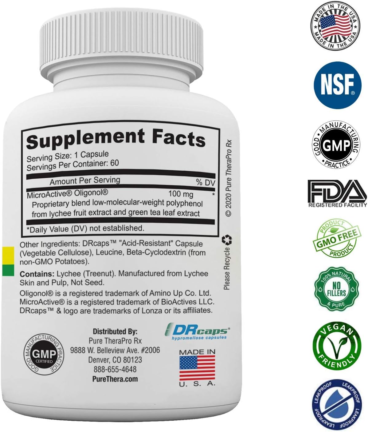 MicroActive Oligonol “Sustained Release” 60 Veg Caps | 2 Month Supply and 2X More BioAvailable | Clinically Proven for Fat Reduction & Skin Health | Supports Cardiovascular Health | Vegan: Health & Personal Care