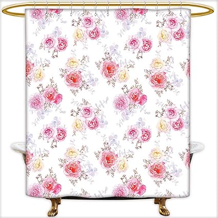 Amazon Com Qinyan Home Shower Curtain Minimal Romantic Pastel