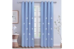 YIPINXIU Cartoon 3D Clouds Blackout Curtain for Kids Room Thermal Insulated Cute Embossed Clouds Blue Curtains Grommet Top Elegant Embroidered Window Treatment 1 Panel (Blue Cloth,39Wx84L inch)