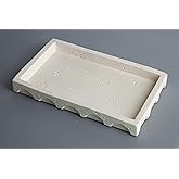 Vixdonos Decorative Tray with Semi-Circular Pattern Edge,Rectangular Concrete Tray for Coffee Table Decor,9.8X5.8X1.2 Inches(Beige)