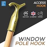 TDBS Window Pole Opener and Loft Ladder Pole 118cm Brass Hook view 2