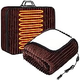 Riakrum 12v Heated Car Blanket 58" x 43", 3 Heating Level Electric Heated Blanket Portable Throw with Temperature Controller Cigarette Lighter Socket for Truck Winter(Coffee,Ribbed)