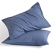 NTBAY King Cotton Pillowcases - Envelope Closure 20x36 Pillowcases Set of 2, Breathable and Soft Bed Pillow Cases, Denim Blue