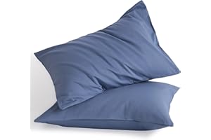 NTBAY Queen Cotton Pillowcases - Envelope Closure 20x30 Pillowcases Set of 2, Breathable and Soft Bed Pillow Cases, Denim Blue