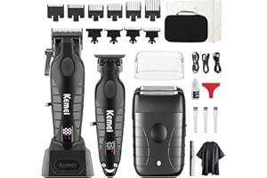 KEMEI Professional Hair Clippers for Men, Cordless Barber Clippers Set and Trimmers Kit, Rechargeable Electric Foil Shaver & Beard Trimmer, Men's Facial Grooming, Hair Cutting Tools, Gifts for Men