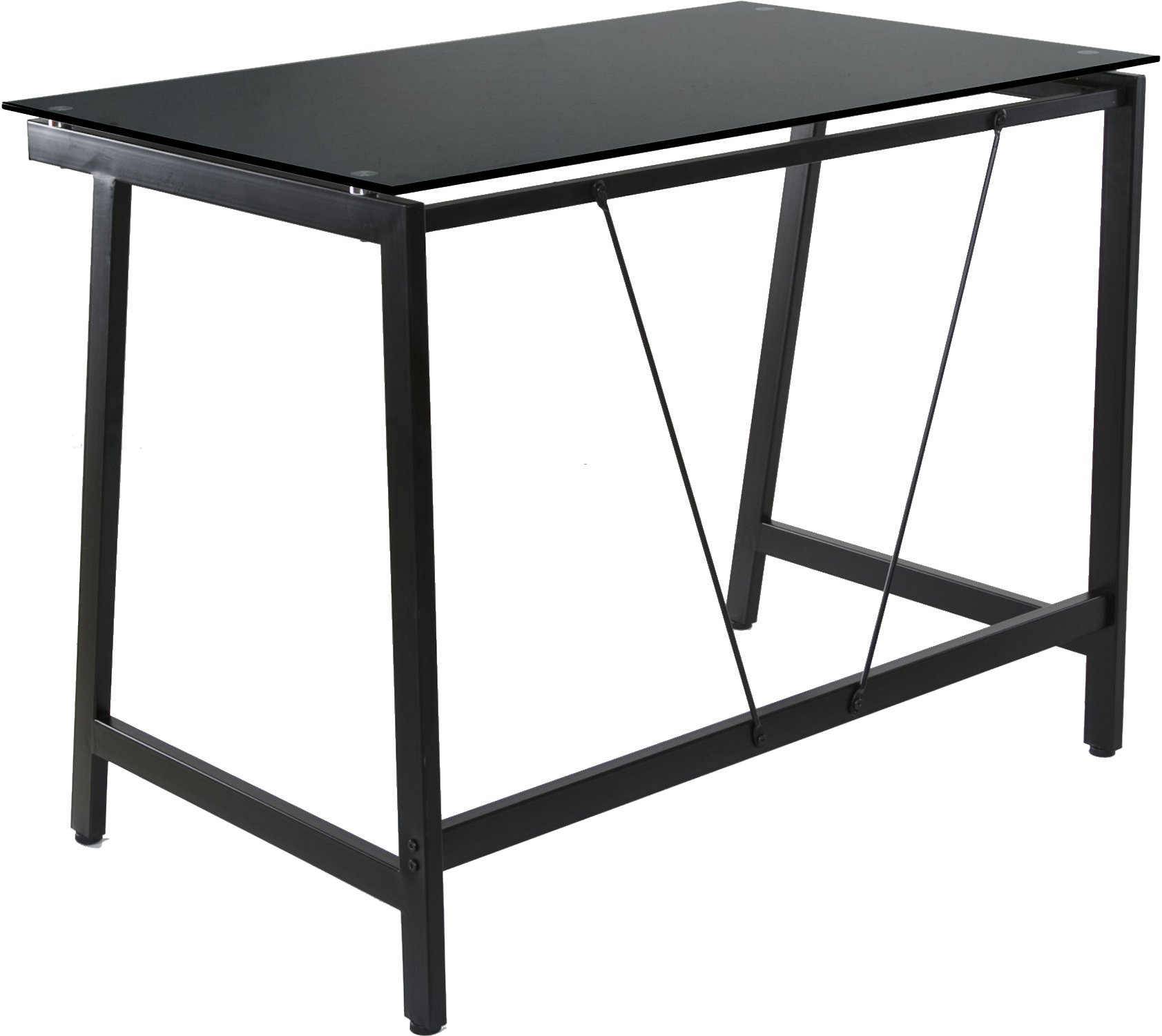 OneSpace Contemporary Glass Writing Desk, Steel Frame, Black