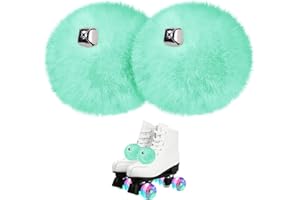 GUIFIER 2 Pieces 8 cm Roller Skate Pom Poms for Girls Princess Women, Fluffy Tie-on Roller Skate Pom Poms with Bells, Fuzzy Pom Poms with Shoelace for Quad Roller Skate Accessories Pompoms