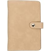 PATIKIL A6 PU Leather Binder Cover, 6 Ring Loose Leaf Binder Protector Round Ring Binder Cover Refillable Notebook Binder for Meeting Photocard Budget Notebook Folder, Khaki