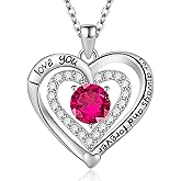 Yaumatea I Love You for Always and Forever Heart Necklace, Sapphire Birthstone Cubic Zirconia Pendant Romantic Valentine’s Day Gift for Women Jewelry with Gift Box
