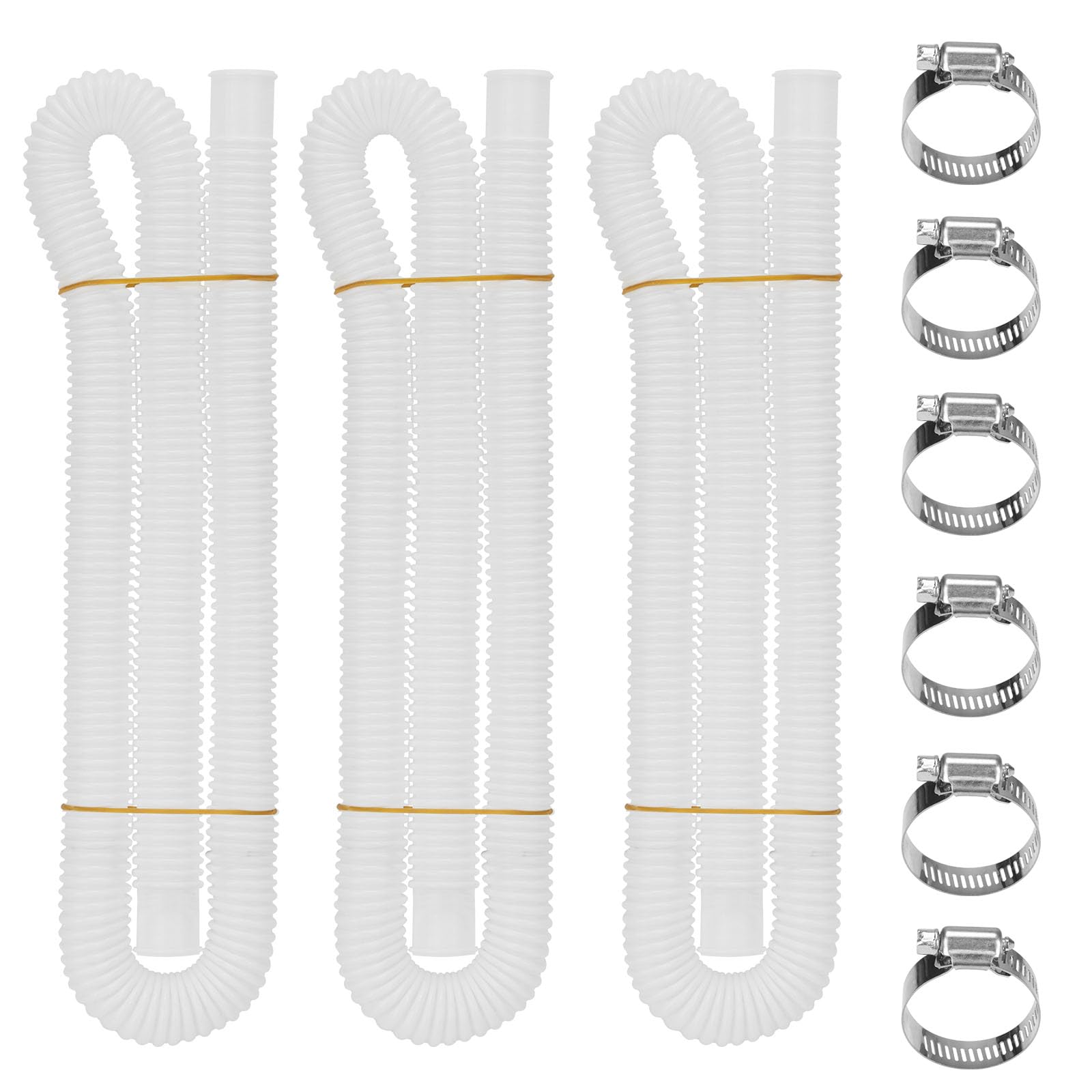 Photo 1 of 1.25 Inches Pool Hoses for Above Ground Pools, 1-1/4, 3 Pack 59" Long Pool Pump Hose Compatible with Intex Pool Filter Pump 607, 637 with 6 Metal Clamps (White-3 Packs)