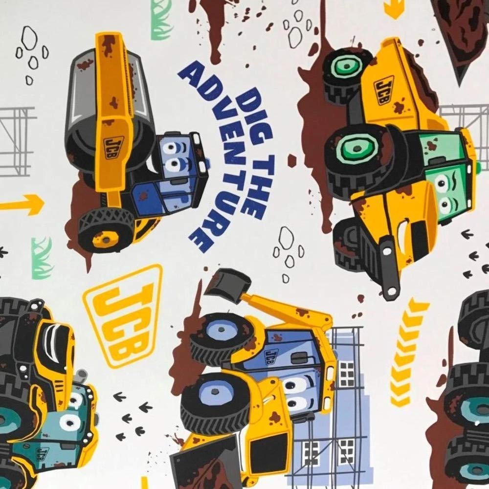 Kids Digger Wallpaper Jcb Truck Boys Bedroom Collage White Yellow Brown Debona Buy Online In Bermuda At Desertcart 50614286