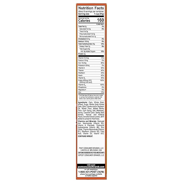 HONEY BUNCHES OF OATS HONEY ROASTED BREAKFAST CEREAL WITH OATS AND GRANOLA CLUSTERS, LOW FAT MADE WITH WHOLE GRAIN CEREAL, 12 OZ BOX