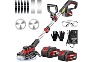 MILBIS Electric Cordless Weed Wacker Weed Eater, 3-in-1 Lightweight Grass Trimmer & Edger Lawn Tool, 21V Brush Cutter/Weed Trimmer Battery Powered with 3 Types Blades
