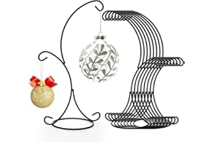 Kingrol 8 Pack Ornament Display Stands, 14" Iron Pothook Stands with Hooks for Hanging Air Plant Holders and Glass Planters, 