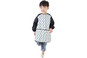 Plie Waterproof Kids Art Smocks 37 Colors (Age 1-10, S-XXL size), Black Puppy (34-XXL)