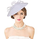 F FADVES Fascinators Hats for Women Church Dress Hats Tea Party Headwear Wide Brim Fascinator with Clip Headband