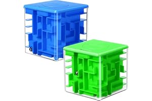 YPTNIGINU 2 Pcs Money Box for Cash Gift Stocking Stuffers Plastic Cash Money Maze Puzzle Box for Adults Christmas Birthday Party Favors (Blue, Green)