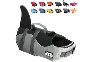 HAOCOO Dog Life Jacket Vest Saver Safety Swimsuit Preserver with Reflective Stripes/Adjustable Belt Dogs (Shark, Small)