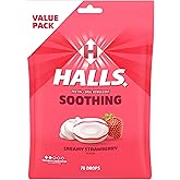 HALLS Soothing Creamy Strawberry Throat Drops, Value Pack, 70 ct