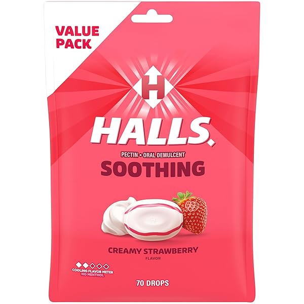 HALLS THROAT SOOTHING CREAMY STRAWBERRY THROAT DROPS, 70...