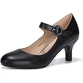 IDIFU Women's Jessy Dress Mary Jane Shoes Low Kitten Heels Closed Round Toe Office Work Wedding Pumps