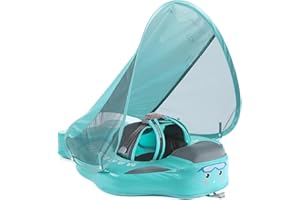 HECCEI Mambobaby Float Add Tail Baby/Infant Swim Float with Canopy, Non-Inflatable Solid Upgrade Soft Waterproof Skin-Friendly Leather Material