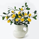 mizii 5pcs 24“ Artificial Lemons Branches 15 Head Fake Lemon Fruit with Stem Greenry Realistic Faux Lemon Decorations for Kitchen Party Centerpiece Table Office Spring Summer Decor (Lemon)