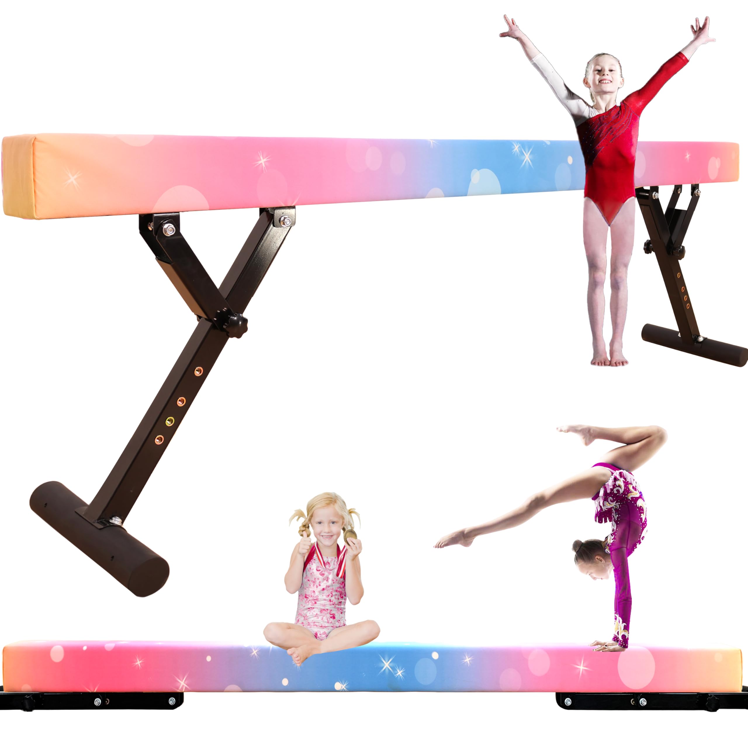MARFULA Adjustable Balance Beam 8 ft Gymnastic Beam Adjustable Height for Kids and Teenage of All Gymnastic Levels, Gymnastic Training Beam Gymnastic Equipment for Athlete Home and Club Use Image