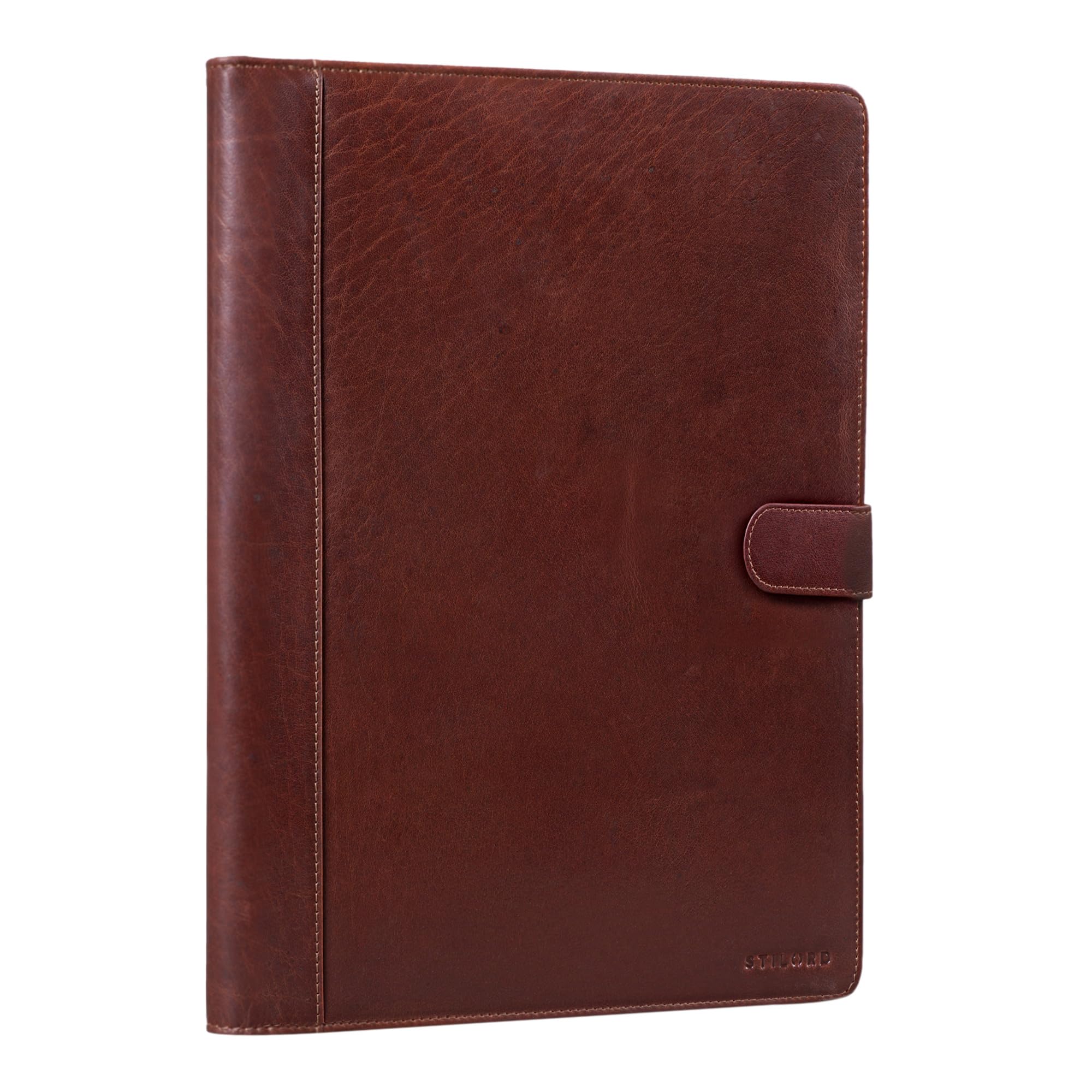 STILORD "Lennoxus" Porfolio Leather Conference Folder A4 Vintage Business Ma Document Folder for 12,9 inch iPads Genuine Vintage Leather Colour:Vegetable Tanned Dark Brown