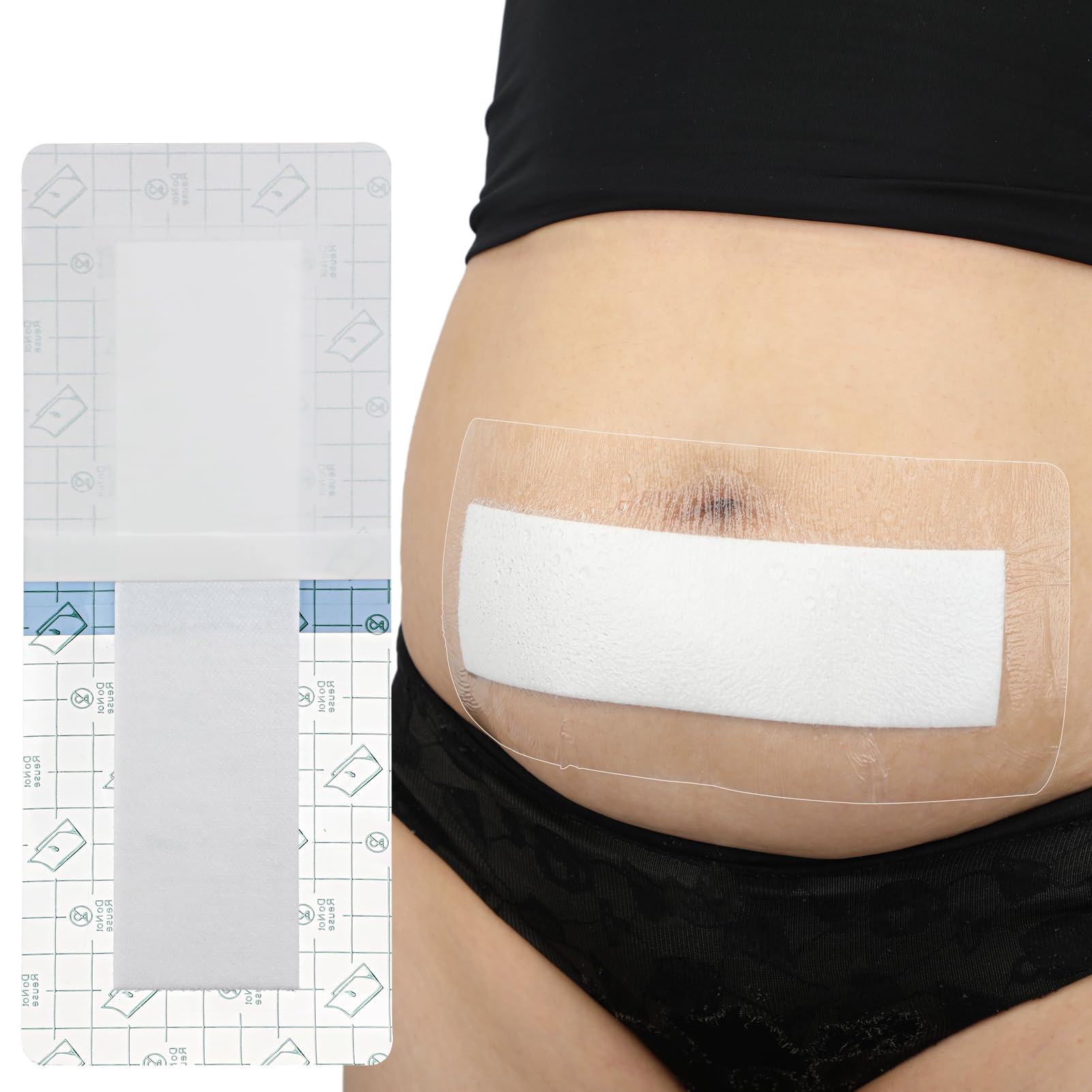 Photo 1 of 14 Pcs Waterproof C Section Shower Wound Protector 4"x14" Tummy Tuck Scar Incision Abdominal Bandage Hysterectomy Recovery Must Haves Post Surgery Dressing Cover