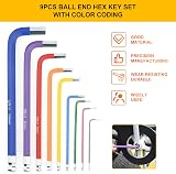 SIMDAO 9Pcs Metric Hex Key Set 1.5-10mm Anti-Slip Ball End Color Coding view 5