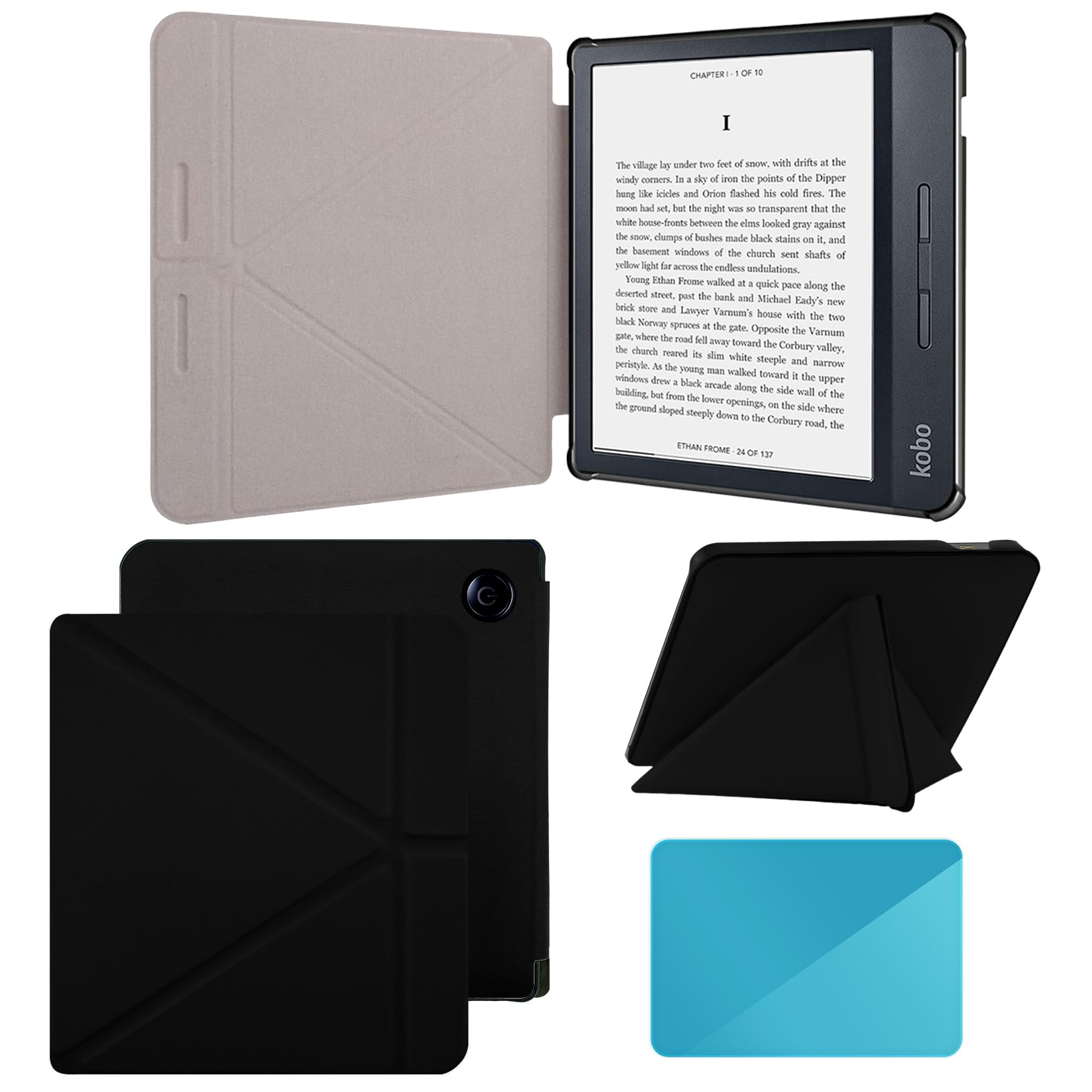 Photo 1 of Fit for Kobo Libra H2O Case e-Reader, Lightweight Premium PU Leather Protective Cover with Auto Sleep/Wake, Black. (Black, One Size)LPNPMEZ0243892
