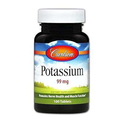 Carlson - Potassium, 99 mg, Promotes Nerve Health &amp; Muscle Function, 100 Tablets