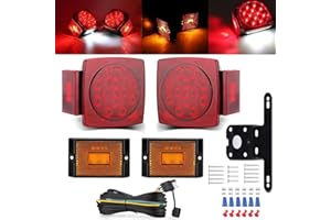 LIMICAR LED Trailer Light Kit, Stop Turn Tail Side Marker with 25FT Protective Wire Harness, 12V Utility Trailer Lights for Boat Camper RV Trucks Marine Under 80"