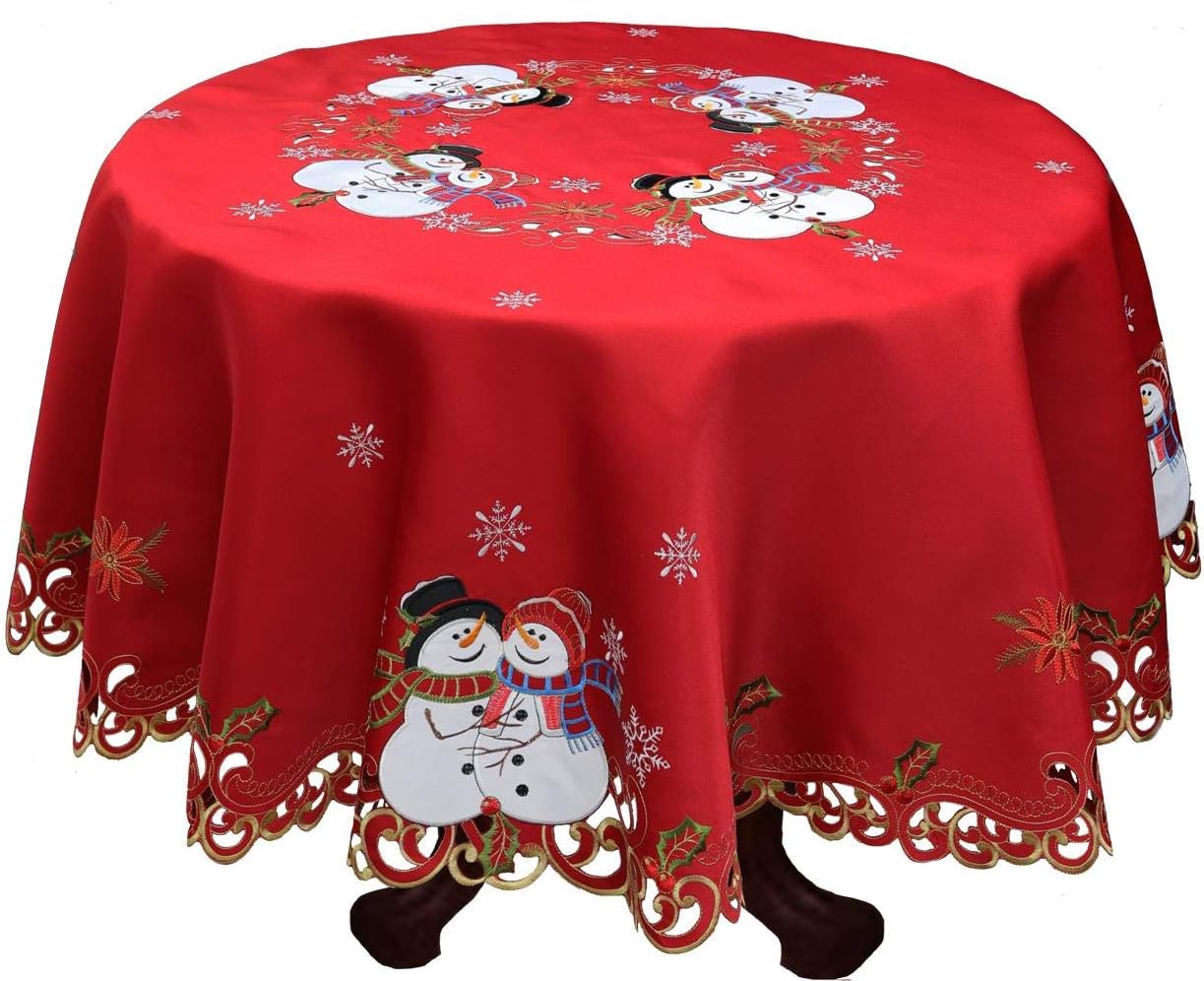 Best round snowman table cloth