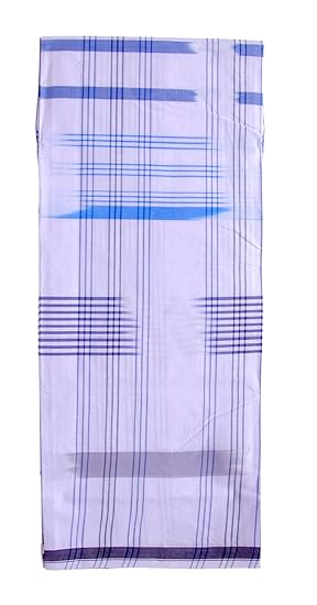 Men's Cotton Lungi (White)-Assorted Design